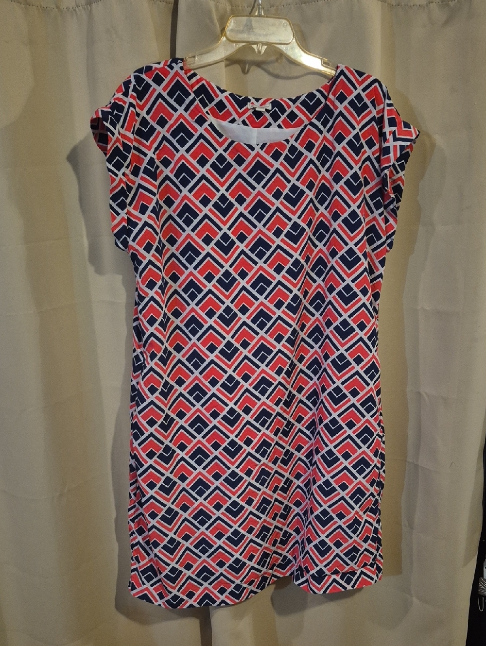GAP Navy & Coral Geometric Dress